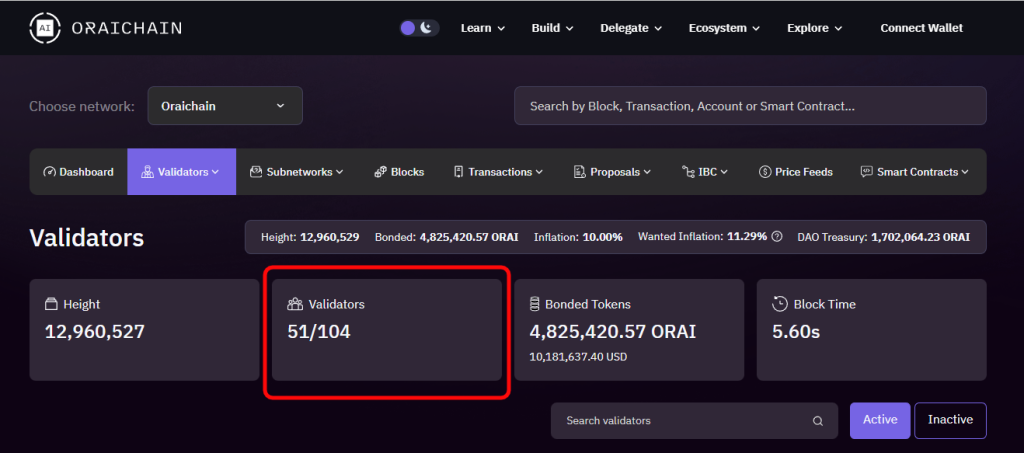 Oraichain validators 