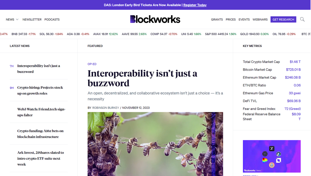   Blockworks website